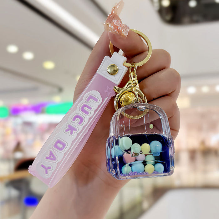 Wholesale Acrylic Oil Beads School Bag Keychain JDC-KC-SuXC002