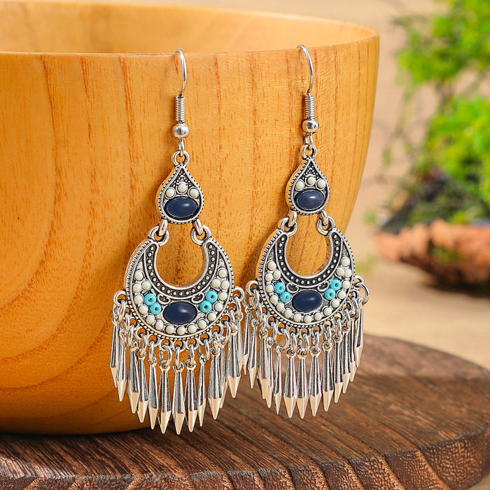 Wholesale 2pcs Bohemian Vintage Flower Tassel Elegant Earrings
