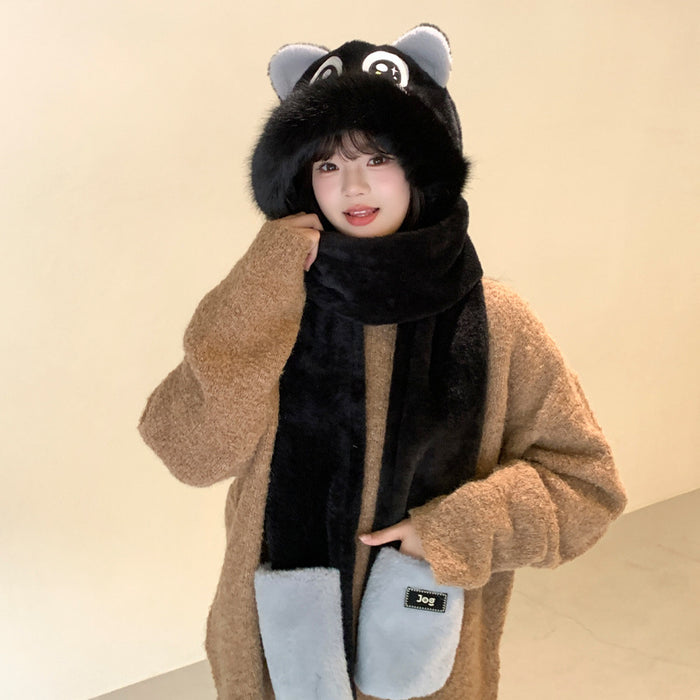 Wholesale Cute cartoon panda hat f and gloves all in one