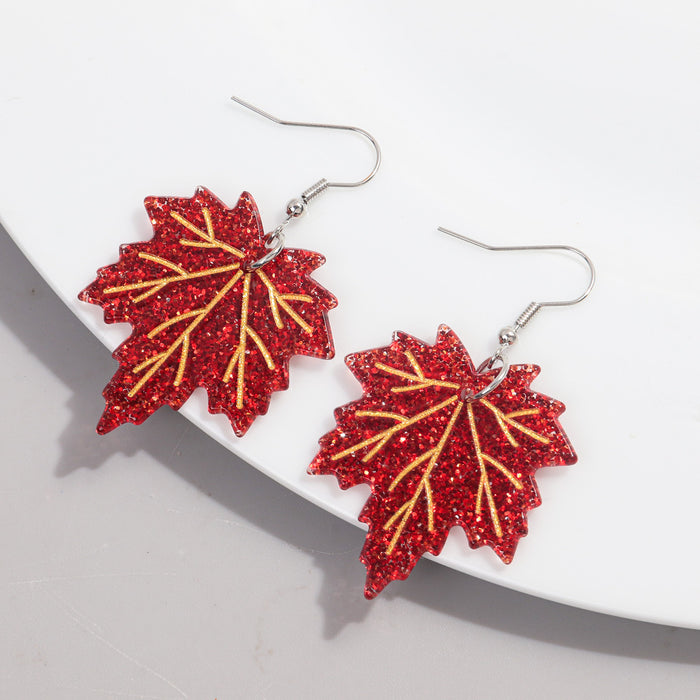 Wholesale Maple Leaf Acrylic Print Earrings JDC-ES-ChouD025