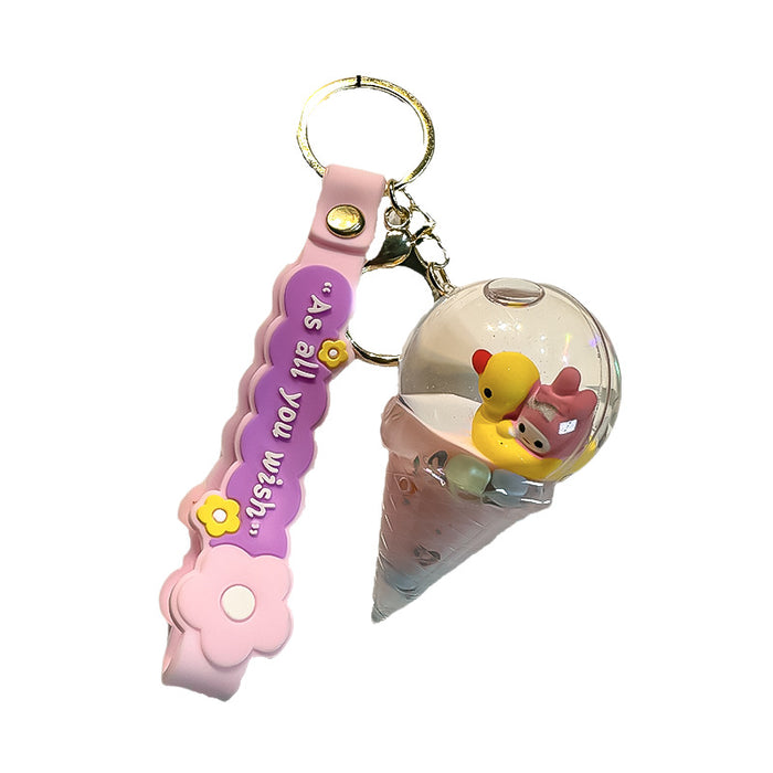 Wholesale Acrylic Drifting Bottle Keychain Cute Yellow Duck Bag Charm