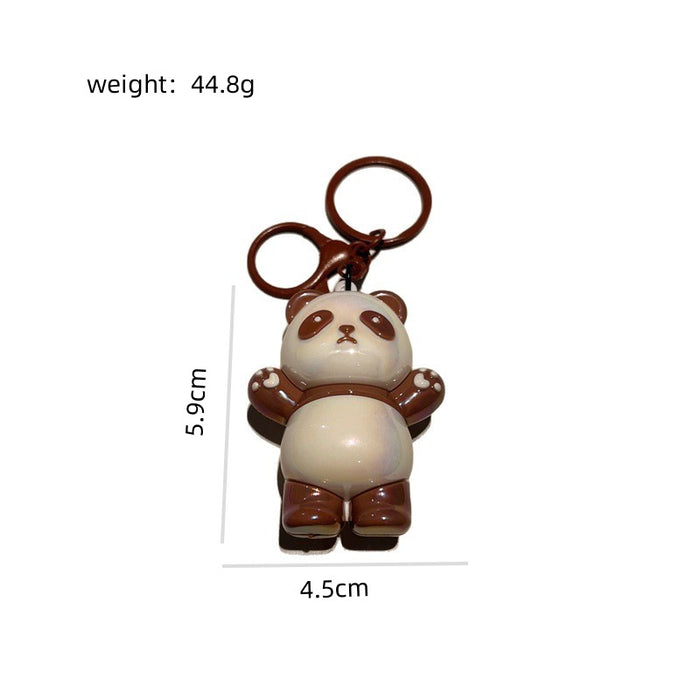 Wholesale Cute PVC Standing Panda Keychains with Glossy Electroplated Finish