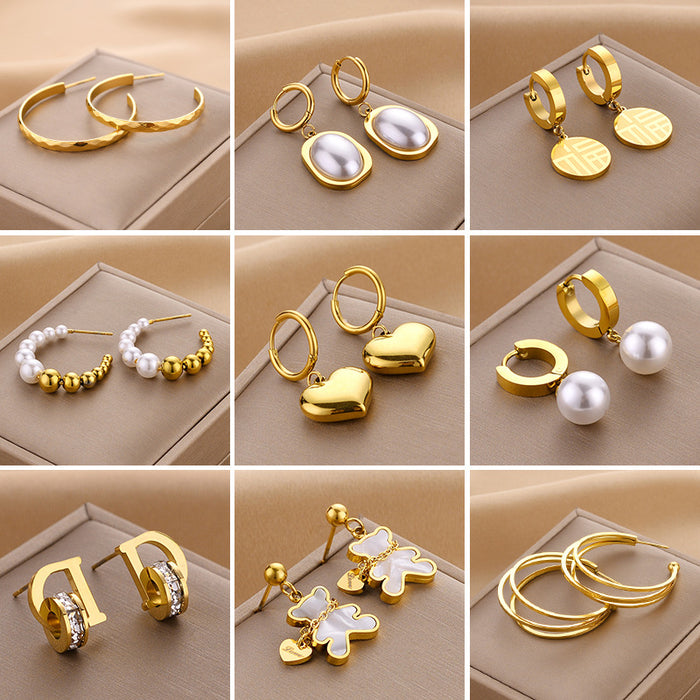 Wholesale Titanium Steel Pearl Earrings JDC-ES-ChengY031