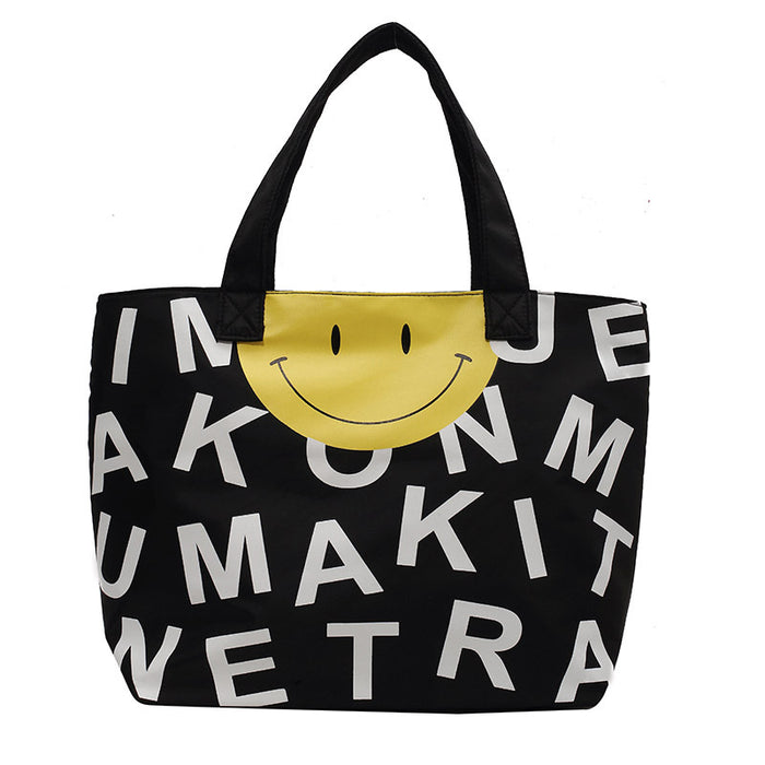 Wholesale Printed Smiley Canvas Bag Shoulder Tote Bag  JDC-HB-YuanDuo023