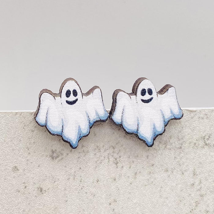 Wholesale  Earrings Horror Pumpkin Ghost Bat Wooden Earrings  Night Jewelry