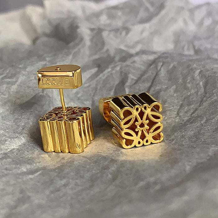 Wholesale Chinese knot element solid brass gold-plated stud earrings