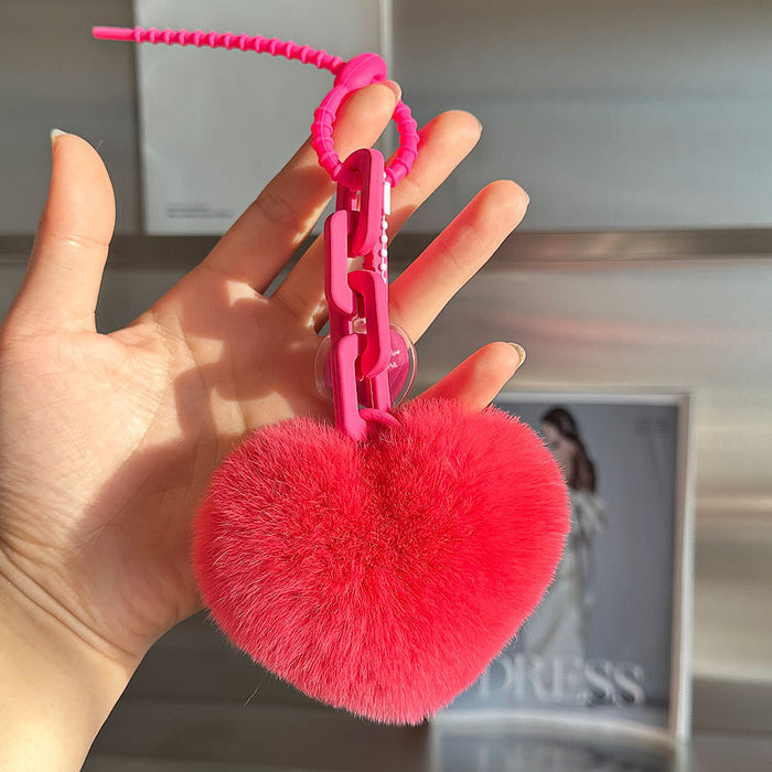 Wholesale Rabbit Fur Heart Car Keychains