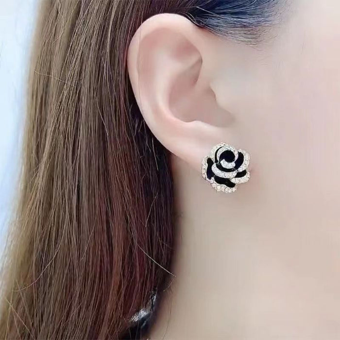 Wholesale Camellia Ear Clip Alloy Earrings JDC-ES-Chengx013