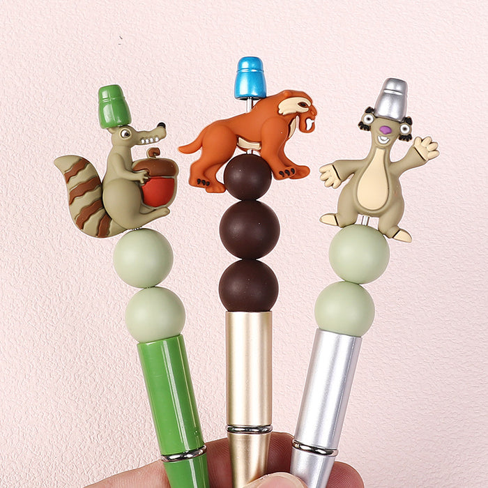 Wholesale 20pcs Cartoon Animal 3D Silicone Beads Straight Hole Creative Cute Animal Female Keychain Glue Beads