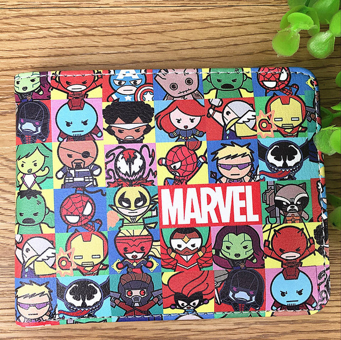 Wholesale Fashion Retro Superhero Bifold Wallet PU Leather Card Holder For Men Women