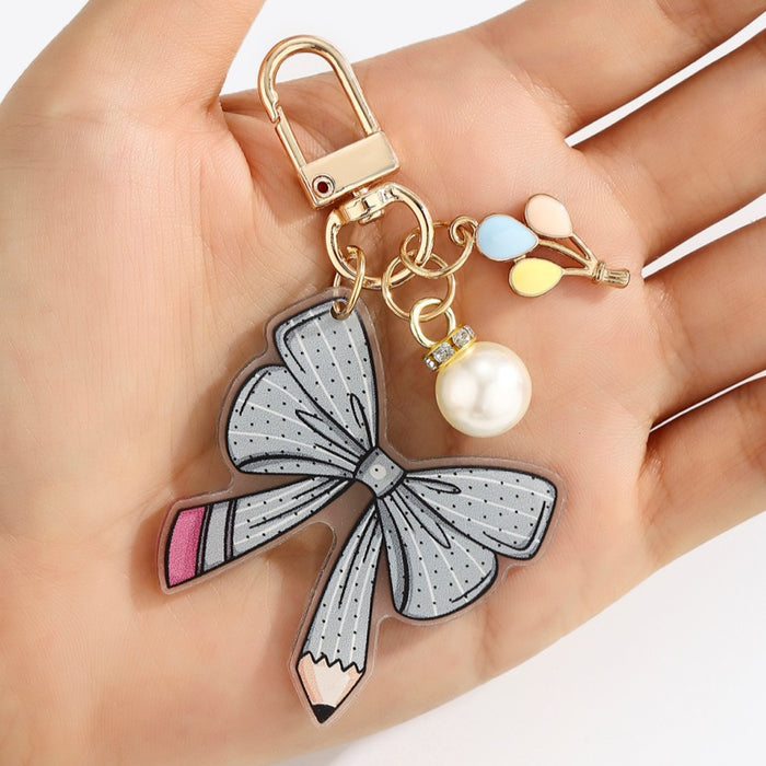 Wholesale Pearl Balloon and Bowknot Keychain