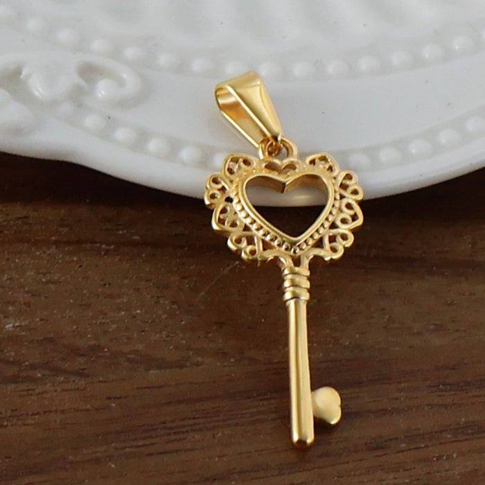 Wholesale 6pcs/set stainless steel key love anchor cross pendant titanium steel plated 24K gold