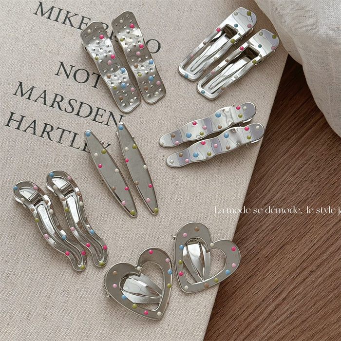 Wholesale Silver Metal Hair Clips with Colorful Dots