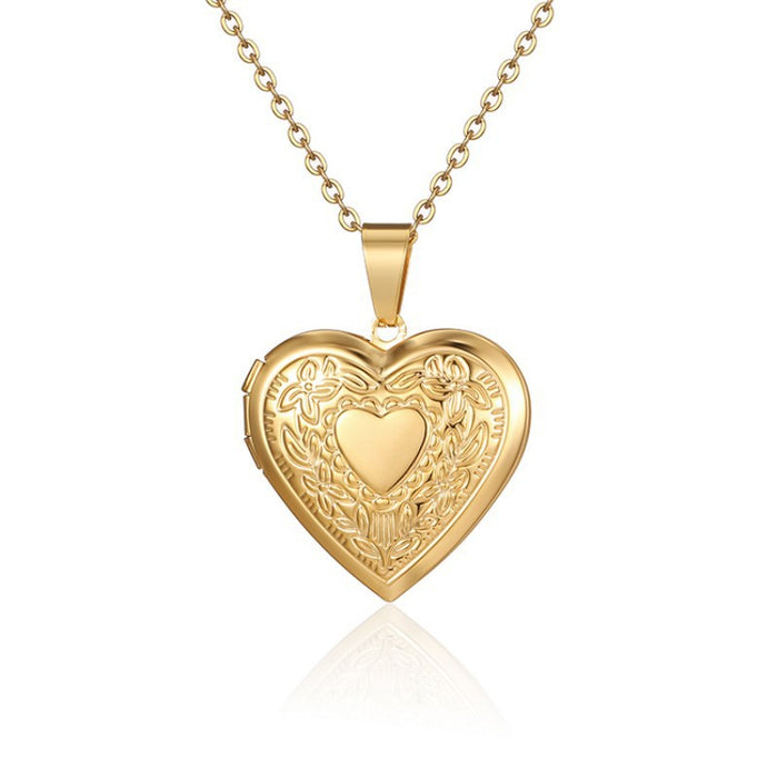 Wholesale Imitation Gold Heart Pendant Necklace Zinc Alloy Valentine' s Day Gift