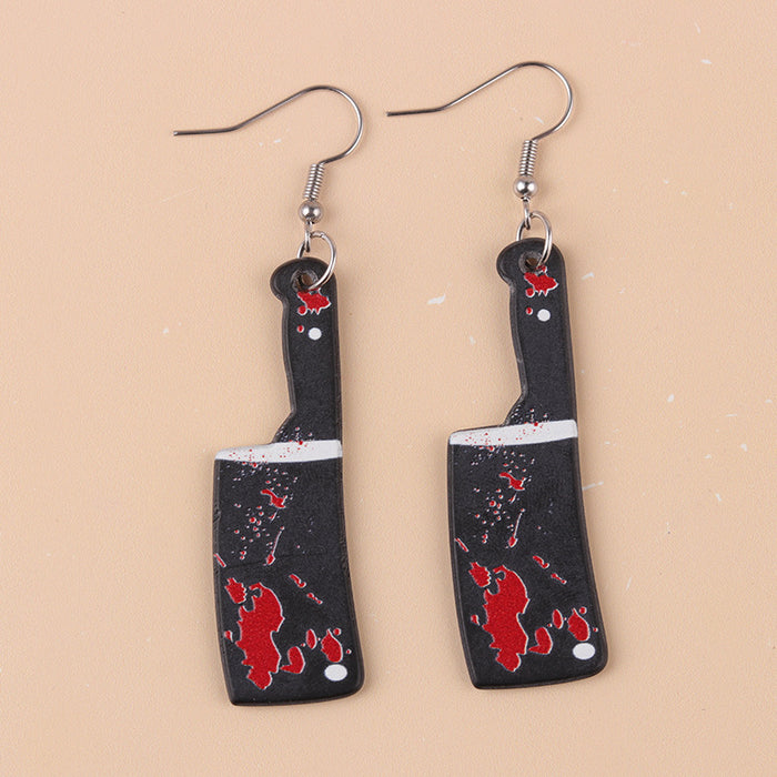Wholesale  Acrylic Earrings Horror with Blood Mirror Dagger Chopper Axe Earrings Ear Accessories