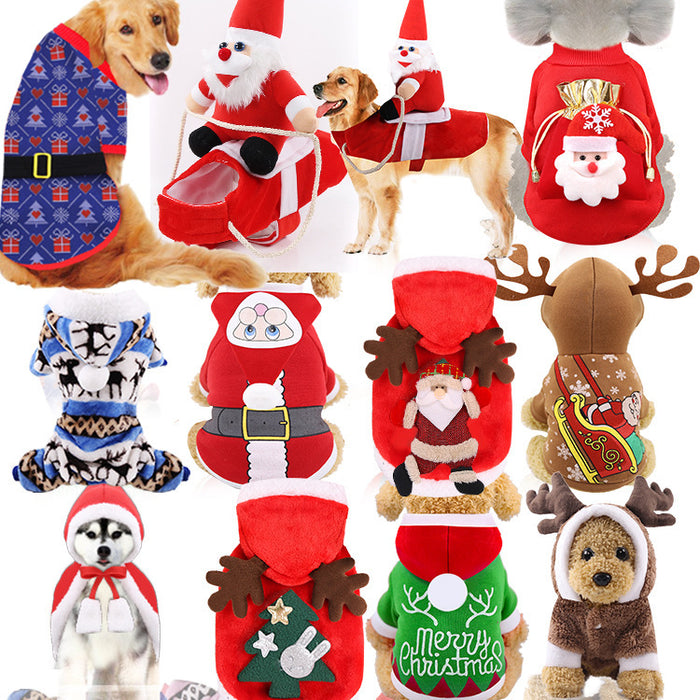 Wholesale Dogs Christmas Pet Supplies Clothes  Cotton Coat Autumn and Winter Elk Cat and Dog Clothes