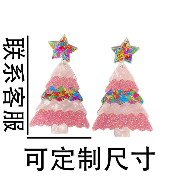 Wholesale Acrylic Christmas Tree Star Earrings For Women Cute Cartoon Holiday Party Jewelry Accessory Boutique Gift