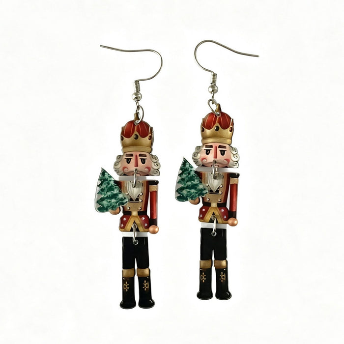 Wholesale Trendy Nutcracker Christmas Soldier Acrylic Earrings 3 Piece Set Holiday Jewelry Accessory