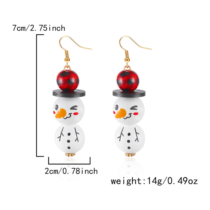 Wholesale Christmas wooden bead earrings cartoon  snowman earrings Christmas party all-match holiday earrings