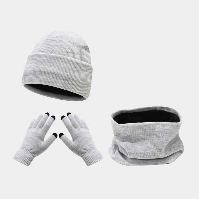 Wholesale Winter Outdoor Cycling Skiing Warm Solid Color Knit Hat Set