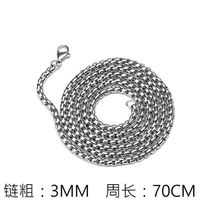 Wholesale Stainless steel square pearl necklace, titanium steel jewelry with chain, thick chain, men's snake bone chain, plain chain, simple