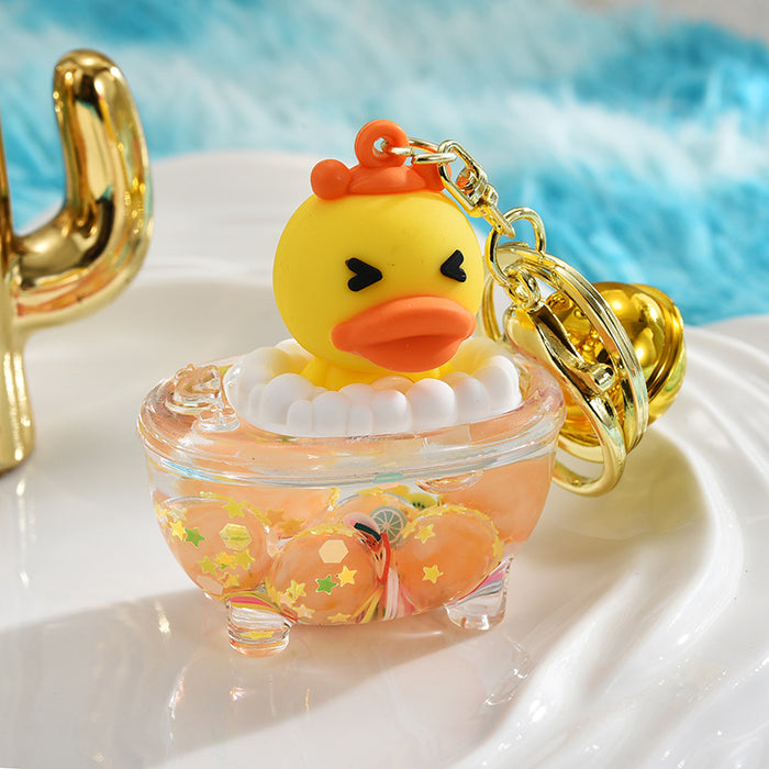 Wholesale Acrylic Luminous Yellow Duck Bell Cartoon Keychain JDC-KC-ShuangD016