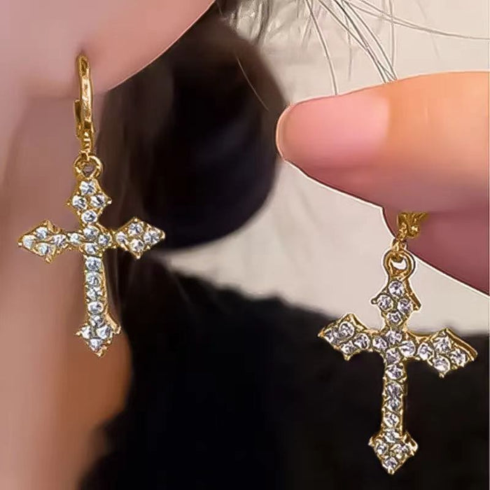 Wholesale Specially designed for niche earrings and earrings, light luxury ear buckle earrings, high-end cross earrings