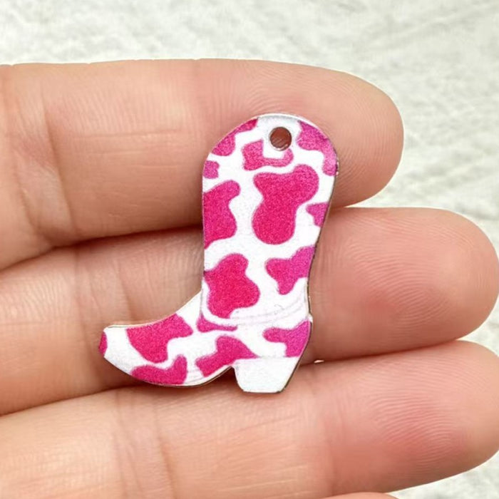 Wholesale 10pcs Alloy Vintage Western Cowboy Printed Boots Keychain Pendant Backpack DIY Jewelry Accessories