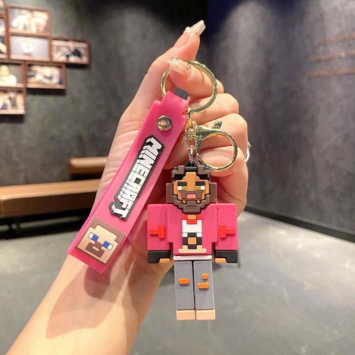 Wholesale Cartoon character PVC building block figurine keychains