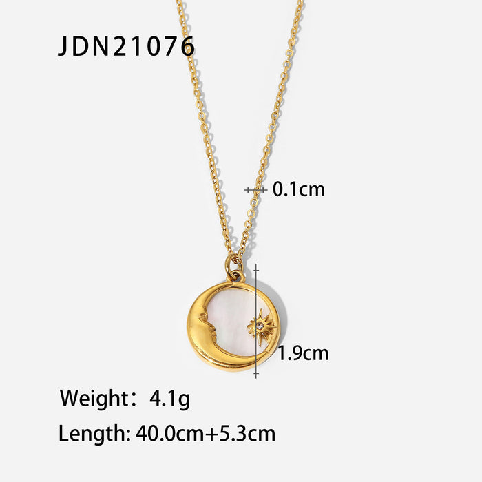 Wholesale Vintage Heart Mother-of-Pearl Stainless Steel Necklace