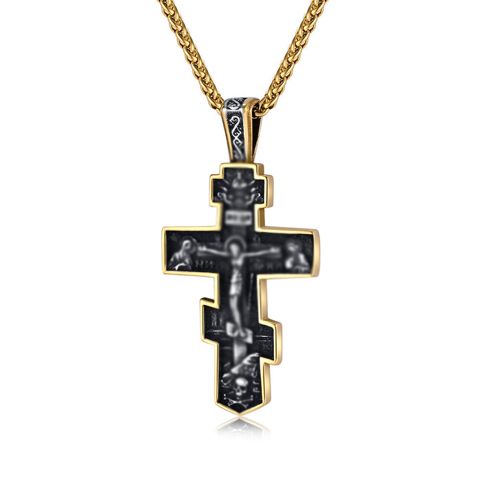 Wholesale Cross necklace personality old titanium steel cross pendant