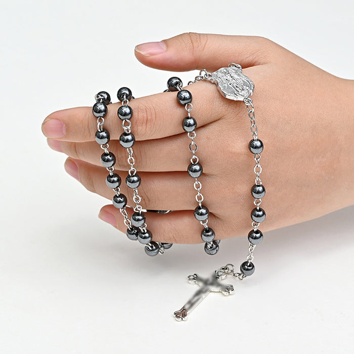 Wholesale   Retro Cross Necklace Trendy  Jewelry Black Gallstone Cross Pendant Ballpoint Chain