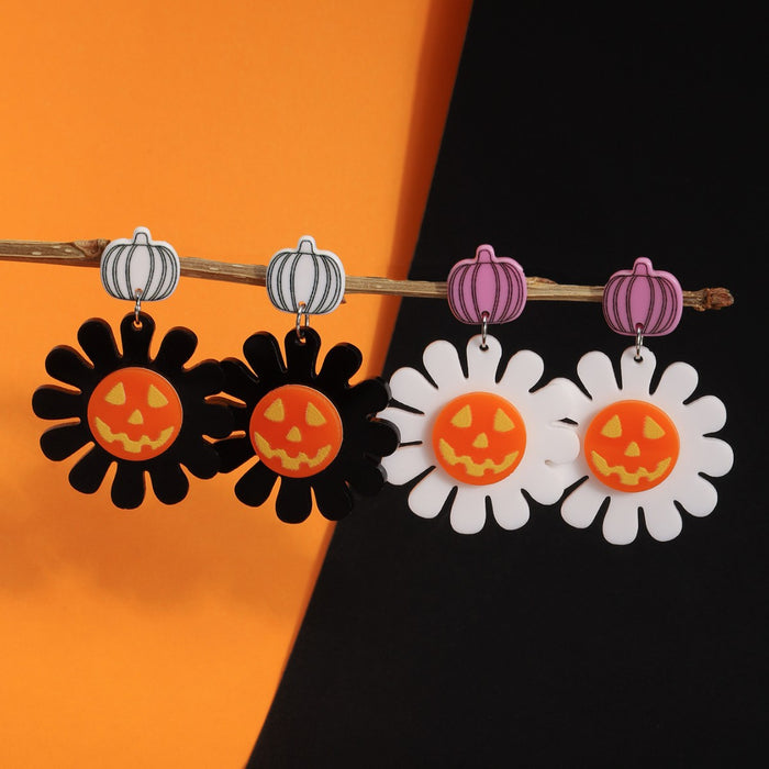 Wholesale  Acrylic Earrings Pumpkin Skull Flower Earring Set Dark Gothic Style