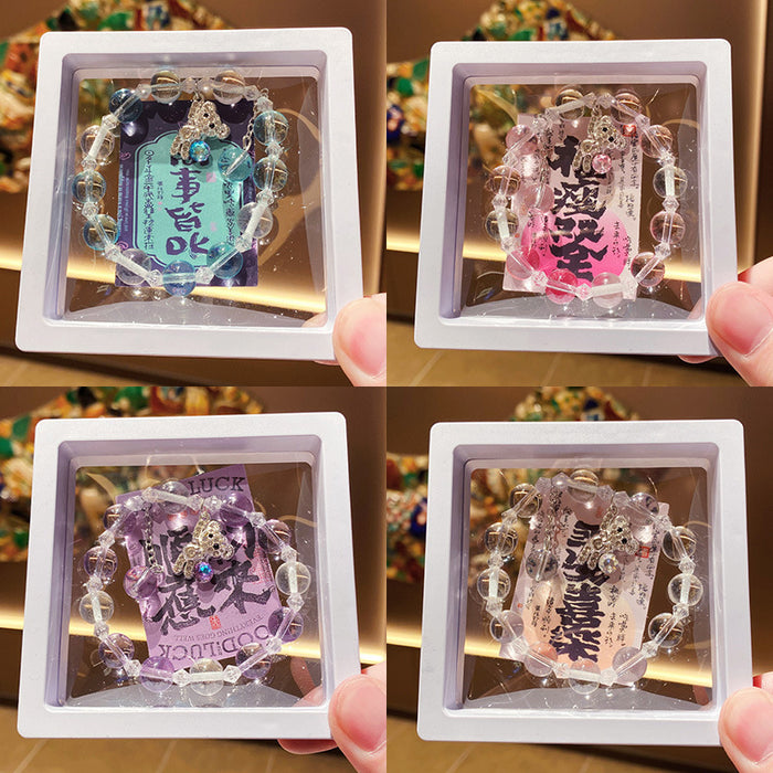 Wholesale Blue Diamond Studded Bear Bracelet Imitation Crystal Fashion Jewelry Accessory MOQ≥3