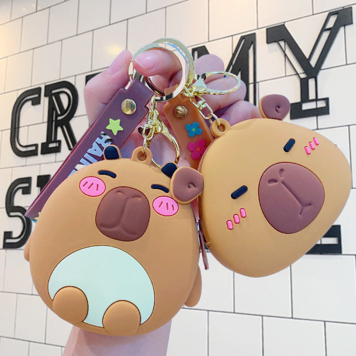 Wholesale Cartoon  Silicone Coin Purse Keychain Cute  Storage Bag Student Card Bag Keychain