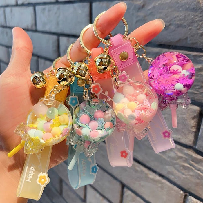 Wholesale Flowing Sand in Oil Floating Lollipop Keychain JDC-KC-MiaoY056