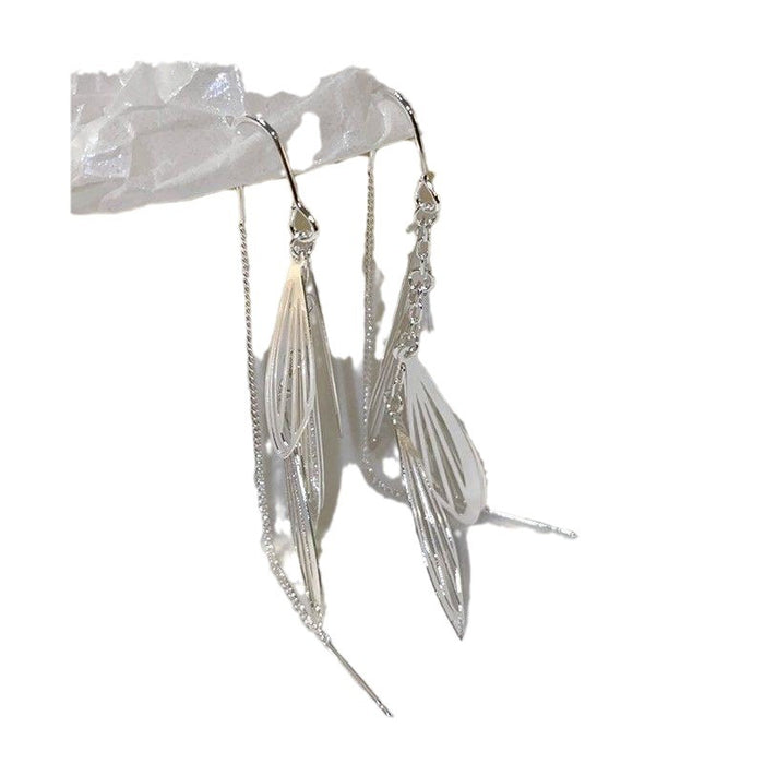 Wholesale Sparkling Immortal Style Super Flash Wing Tassel Ear-free Ear Clip  Earrings