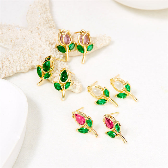 Wholesale  tulip earrings summer small fresh fashion