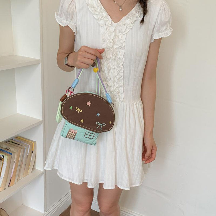 Wholesale Cute Hedgehog Embroidery Nylon Crossbody Phone Bag Shoulder Bag Fashion Accessory Gift
