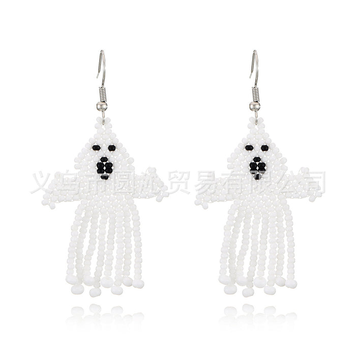 Wholesale  tassel earrings female creative skull ghost handmade rice beads earrings earrings