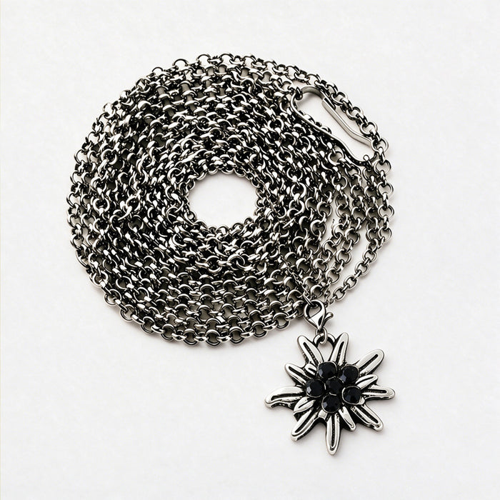 Wholesale Layering Jewelry Edelweiss Long Necklace Rhinestone Pendant Bavarian Folk Style For Beer Festival