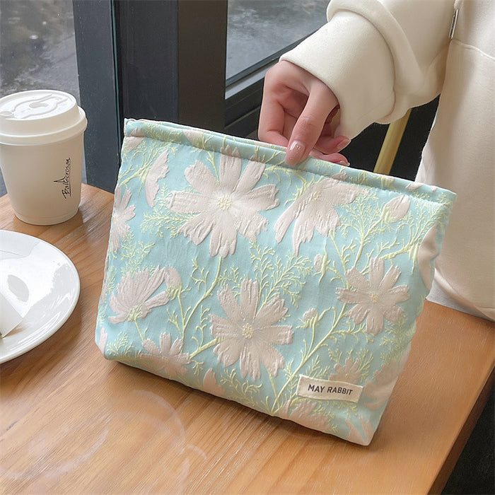 Wholesale Vintage relief makeup bag, large capacity canvas bag, inner liner bag