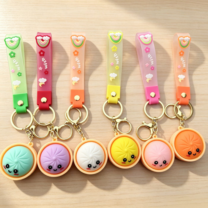 Wholesale PVC Soft Simulated Bun Keychain Trendy Car Key Accessory for Couples