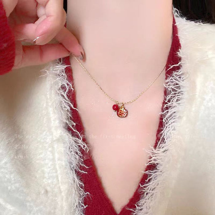 Wholesale  Red Necklace Women's Overlapping Clavicle Chain Niche Accessories Woolen Chain