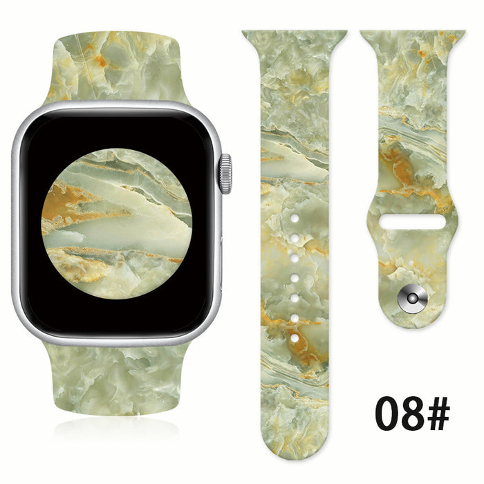 Wholesale Silicone Jade Abstract Style Printed Watch Strap JDC-WD-NuoQi094