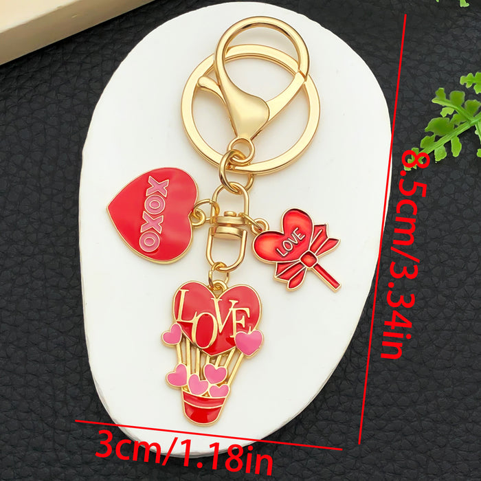Wholesale Valentine' s Day Oil-Drip Alloy LOVE Heart Candy Rose Metal Keychain