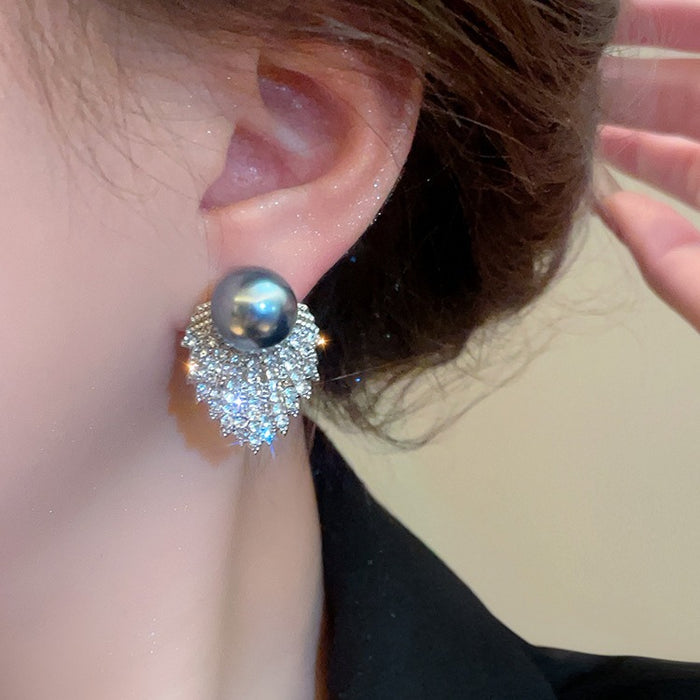 Wholesale Pearl Earrings Elegant Earrings French Design Diamond Tide Earrings