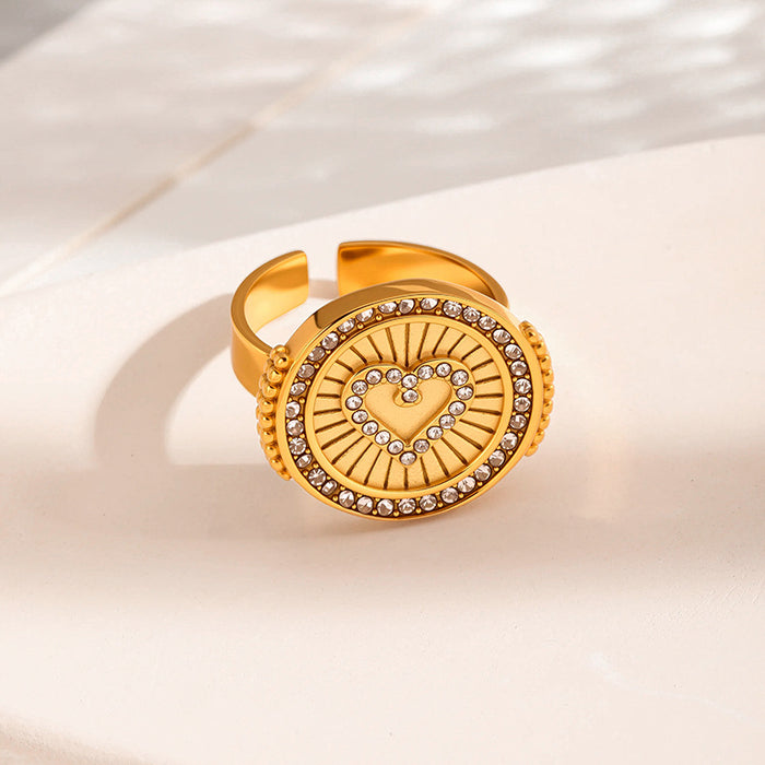 Wholesale High end stainless steel diamond inlaid movable ring that does not fade and is environmentally friendly ring jewelry