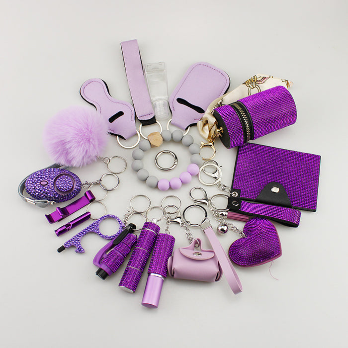 Wholesale Trendy 19 Piece Multifunctional Bag Charm Keychain Set White For Handbags Keyrings Jewelry Accessory Gift