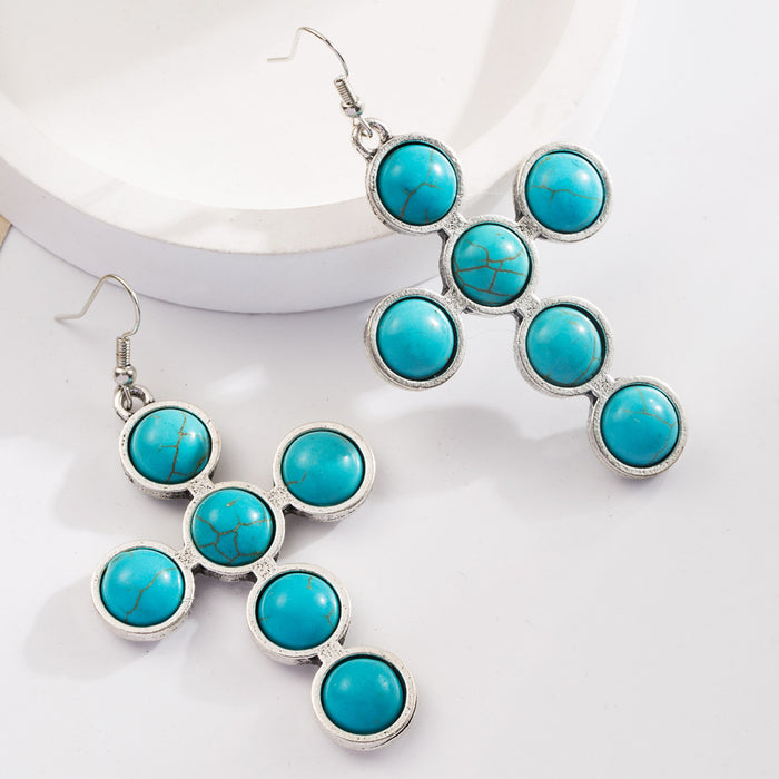 Wholesale Alloy Set Turquoise Creative Bohemian Earrings